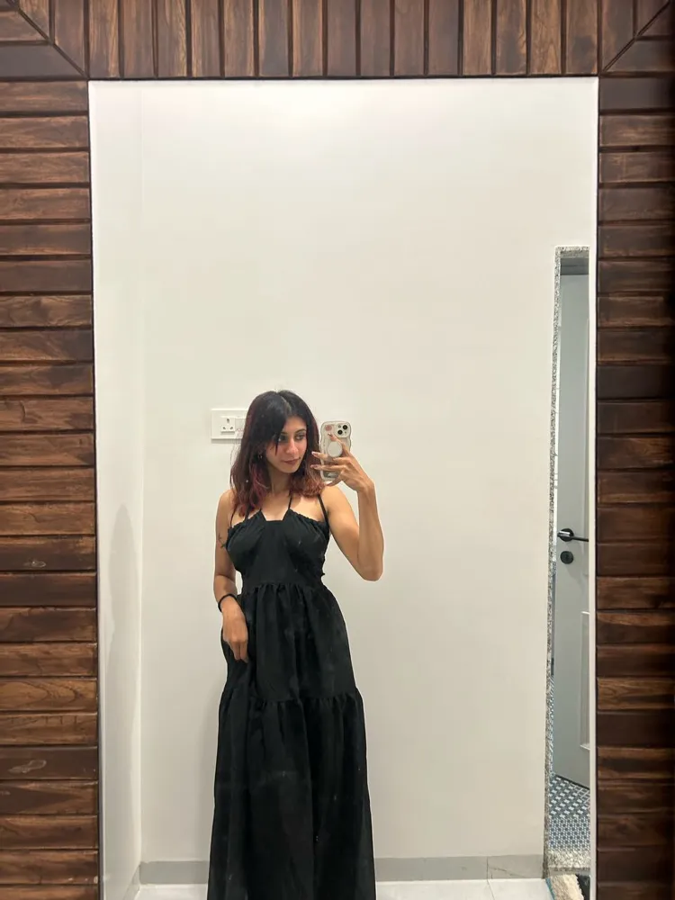 Black Tiered Line Dress - NEWME