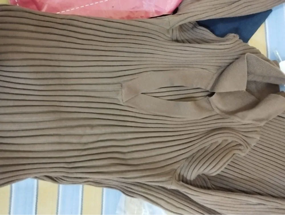 Khaki Ribbed Bodycon Midi Dress - NEWME