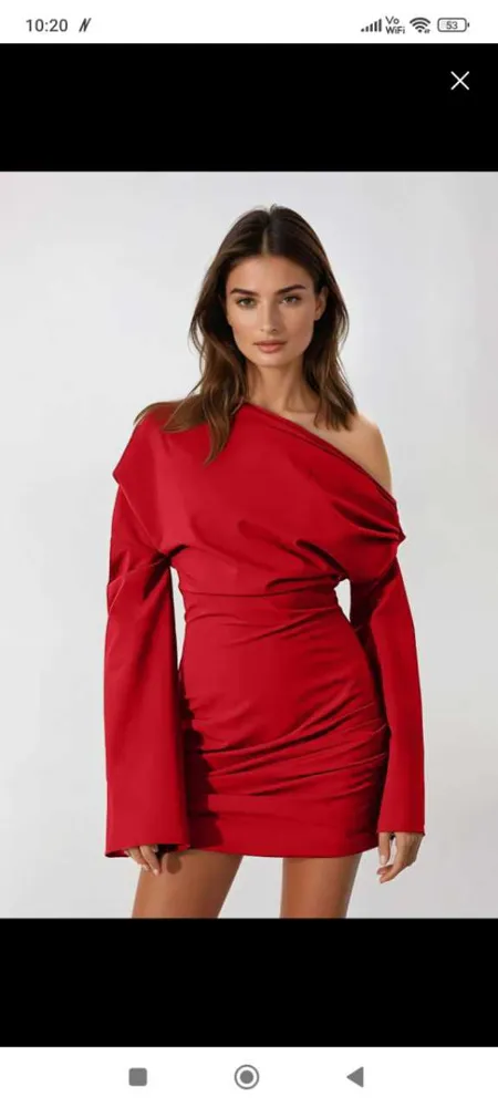 Red Draped Detail Mini Dress - NEWME