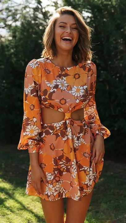 Floral Cut-Out Dress - Image 1