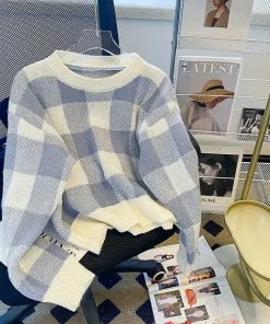 Oversized Checkered Sweater