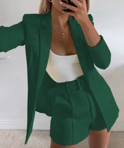 Colored Blazer Skirt Set
