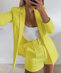 Colored Blazer Skirt Set
