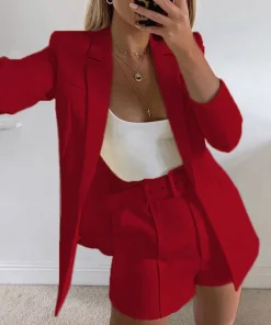 Colored Blazer Skirt Set