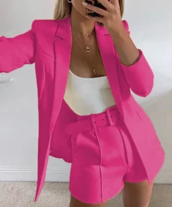 Colored Blazer Skirt Set