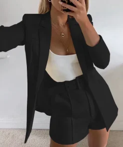 Colored Blazer Skirt Set