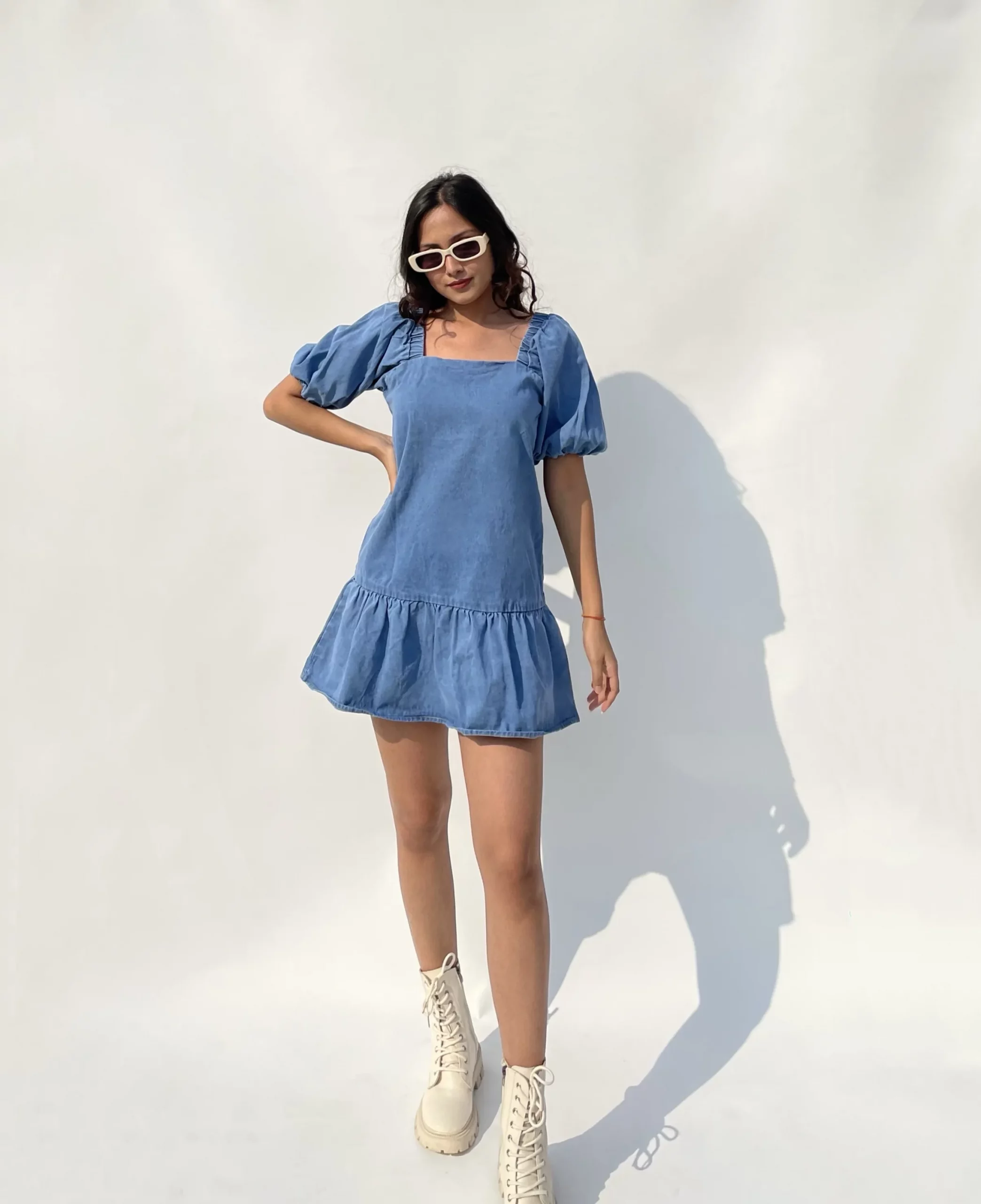 sachin and babi light blue dress PUFF SLEEVE DROP WAIST MINI DRESS – AKIRA