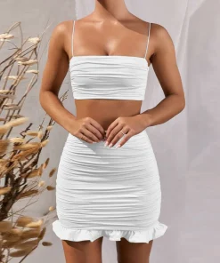 Solid Frilled Skirt Set