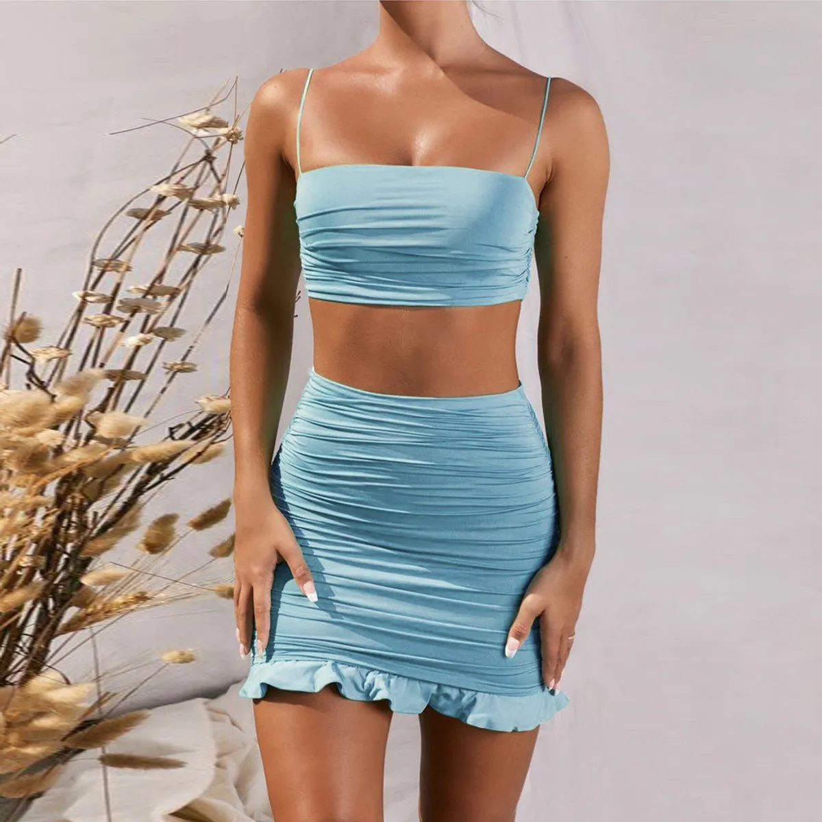 Solid Frilled Skirt Set - Image 1
