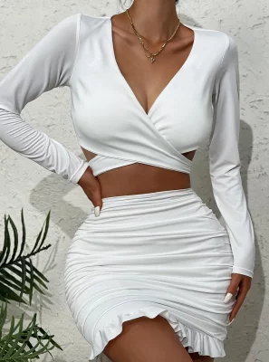 Solid Skirt Top Set - NEWME