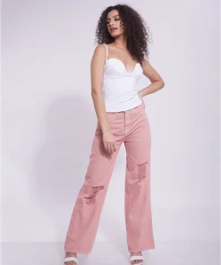 Wide Leg Distressed Denim