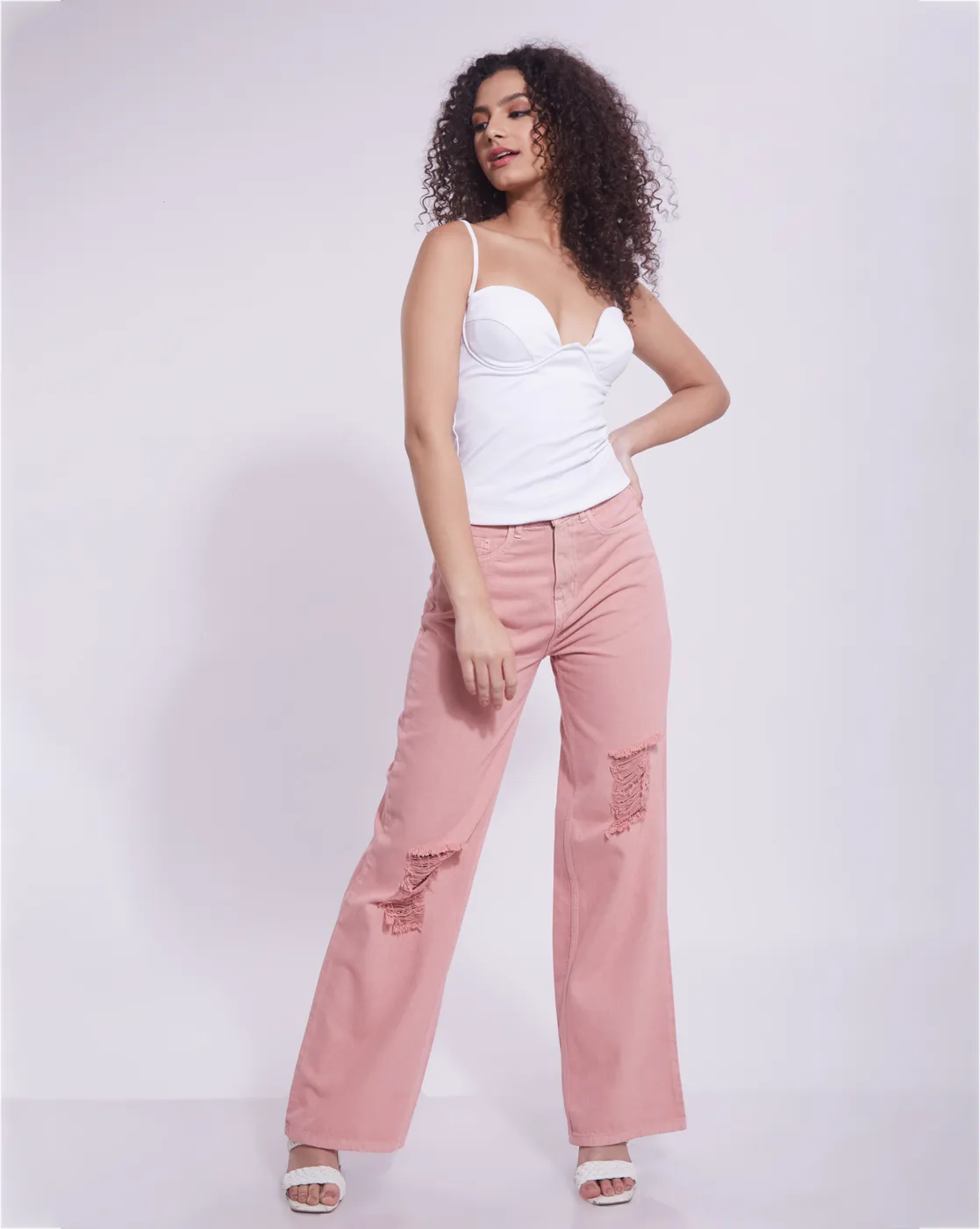 Wide Leg Distressed Denim - Image 1