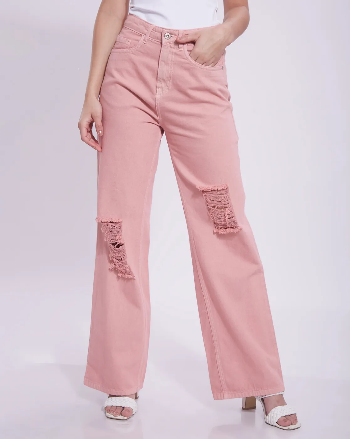 Wide Leg Distressed Denim - Image 3