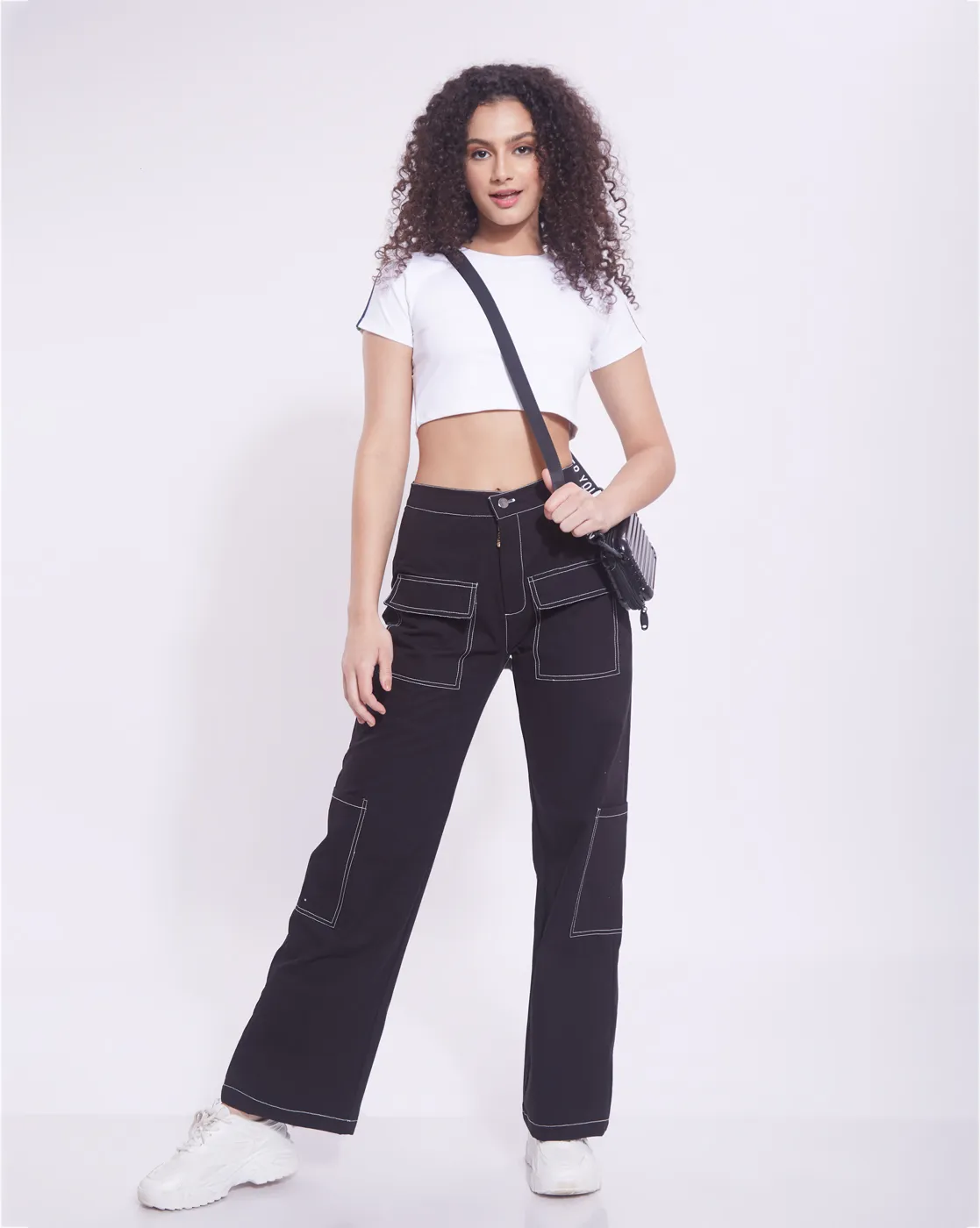 Contrast Stitch Front Pocket Cargo Denim - Image 1