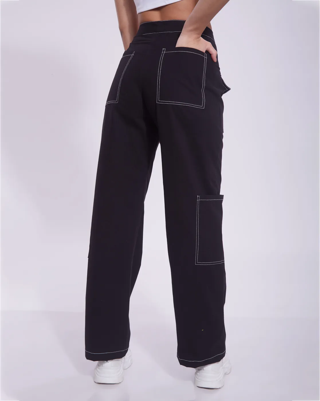 Contrast Stitch Front Pocket Cargo Denim - Image 3