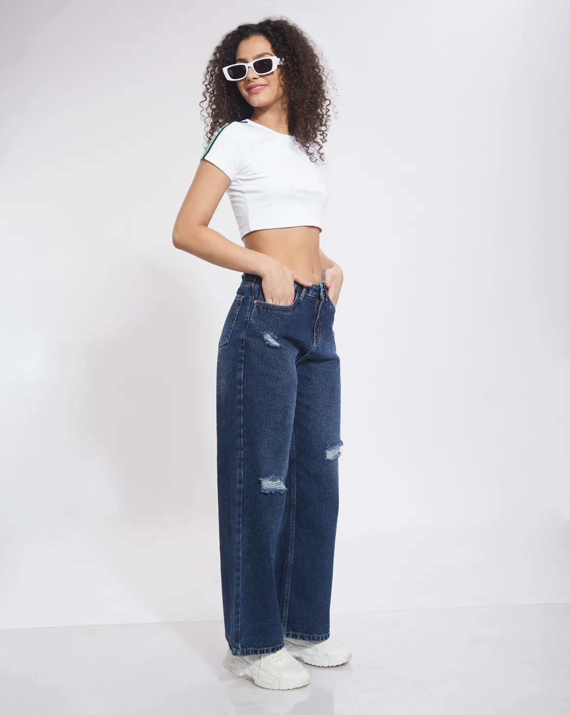 Slashed Knee Wide Leg Denim - Image 2