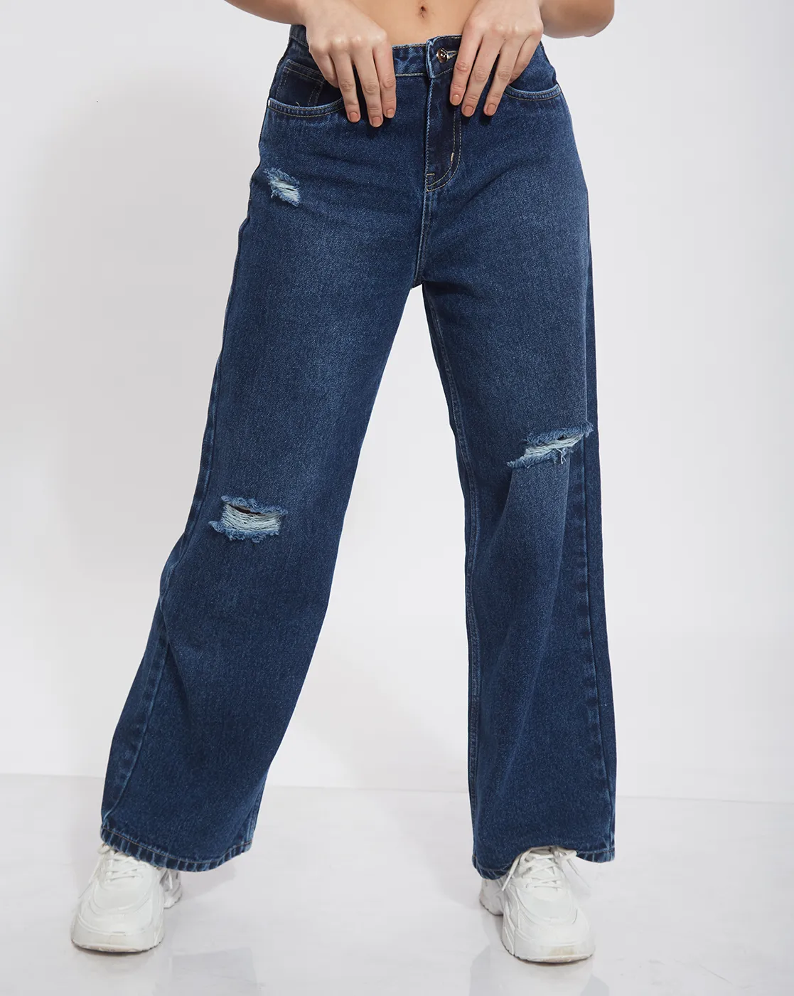Slashed Knee Wide Leg Denim - Image 3