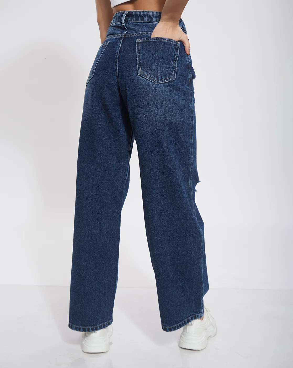 Slashed Knee Wide Leg Denim - Image 4