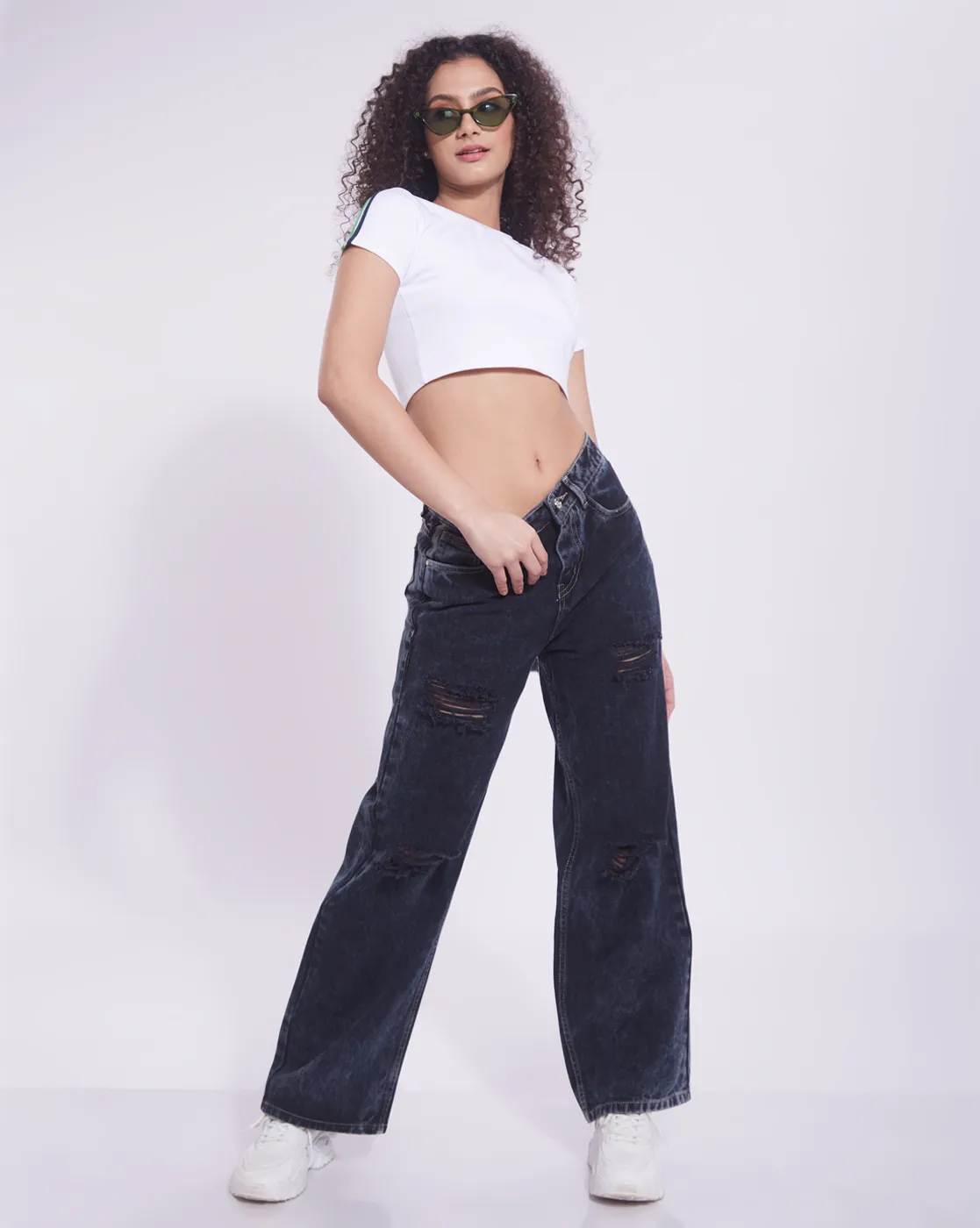Distressed Wide Leg Denim - Image 1