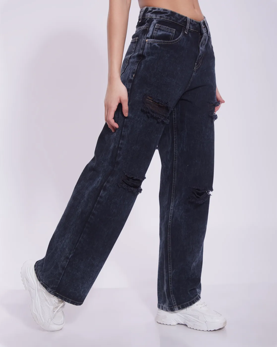 Distressed Wide Leg Denim - Image 3