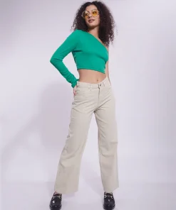 Beige Wide Leg Denim