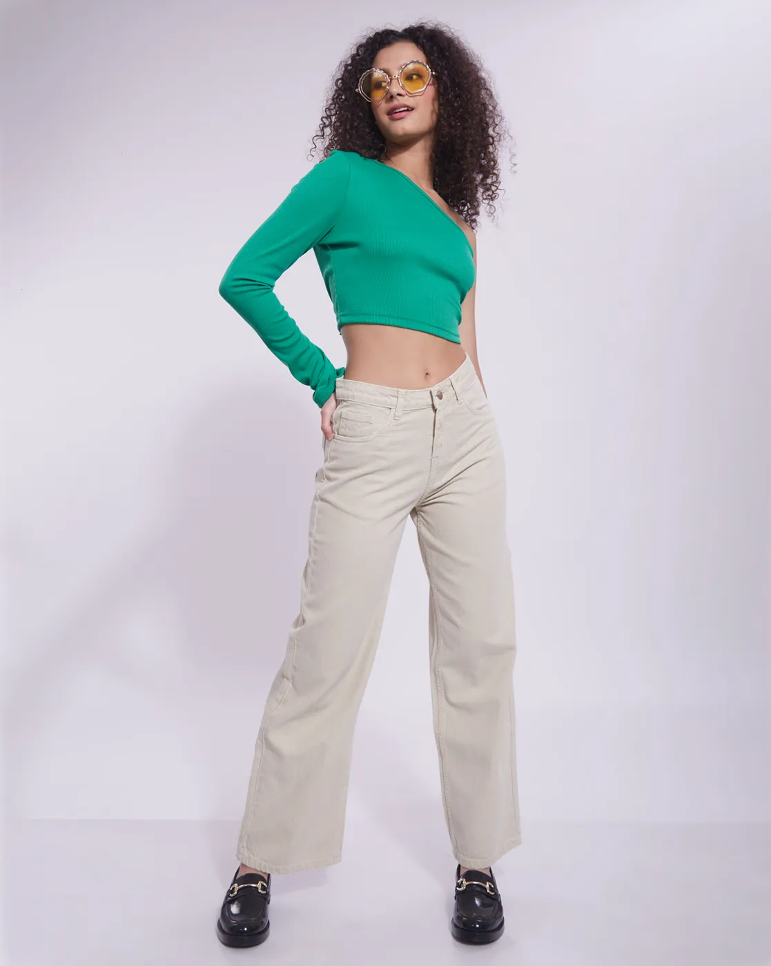 Beige Wide Leg Denim - Image 1