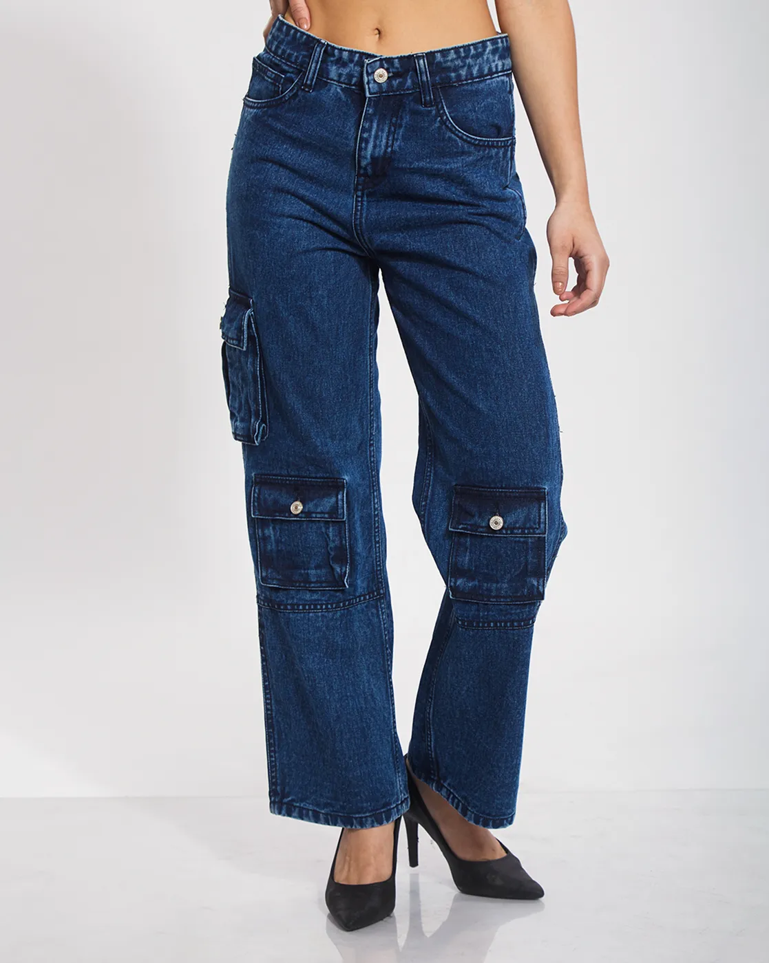 Multi Pocket Wide Leg Denim - Image 1
