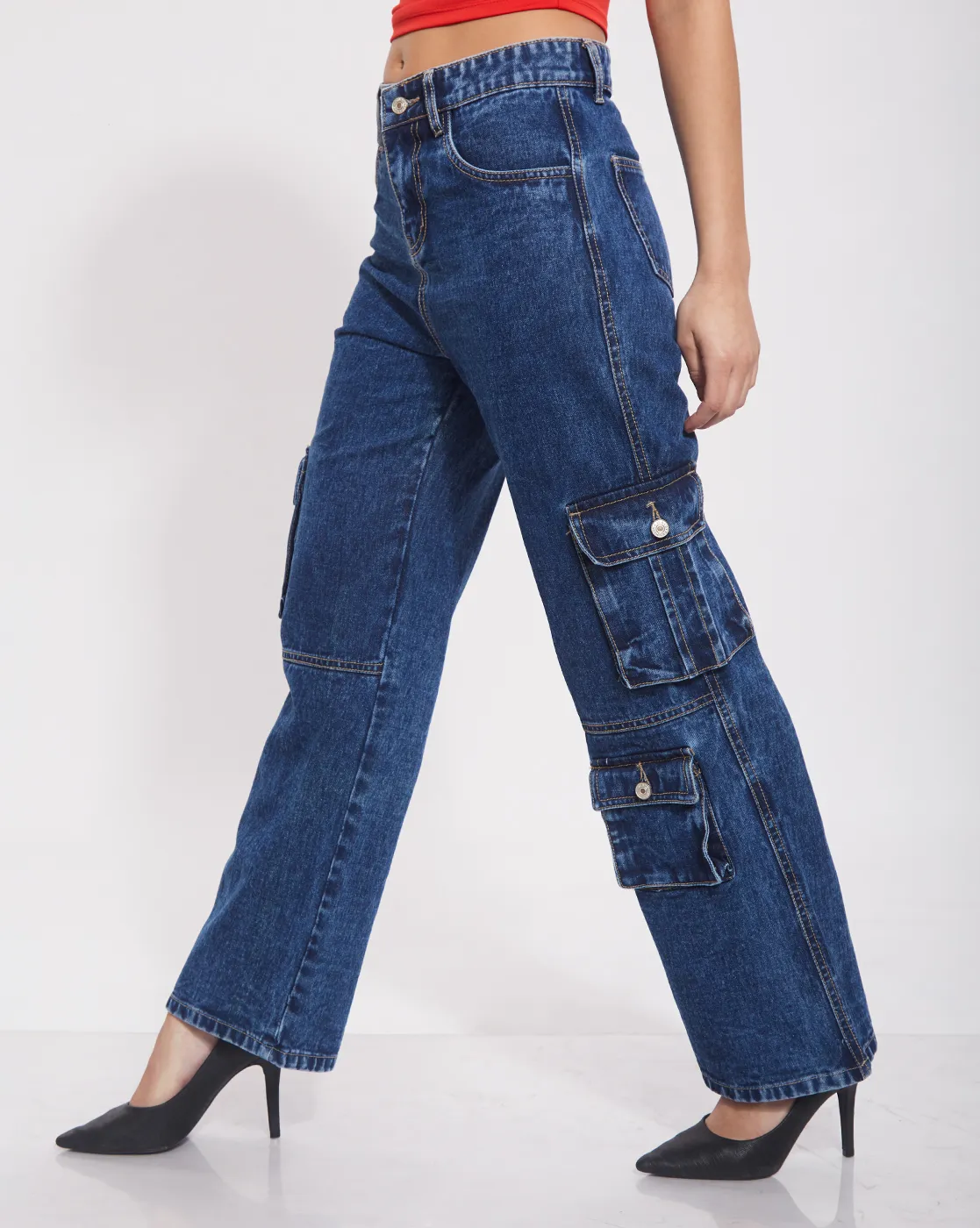 Multi Pocket Wide Leg Denim - Image 3