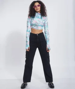 High Rise Straight Cargo Denim