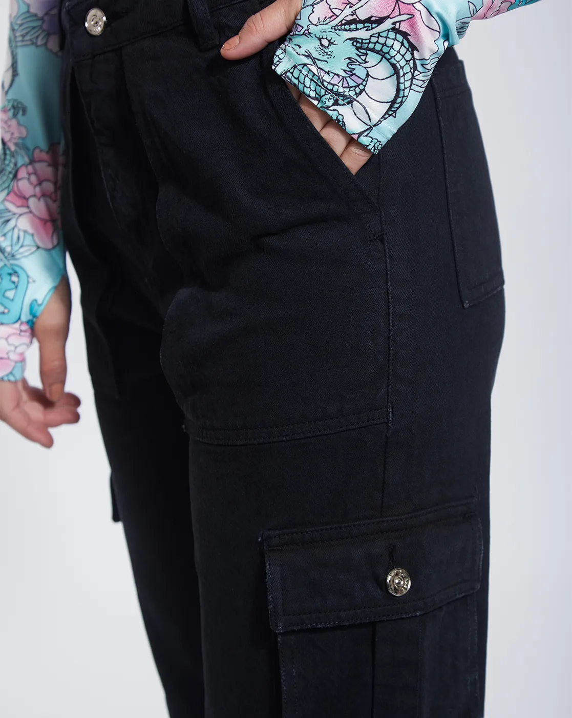 High Rise Straight Cargo Denim - Image 5