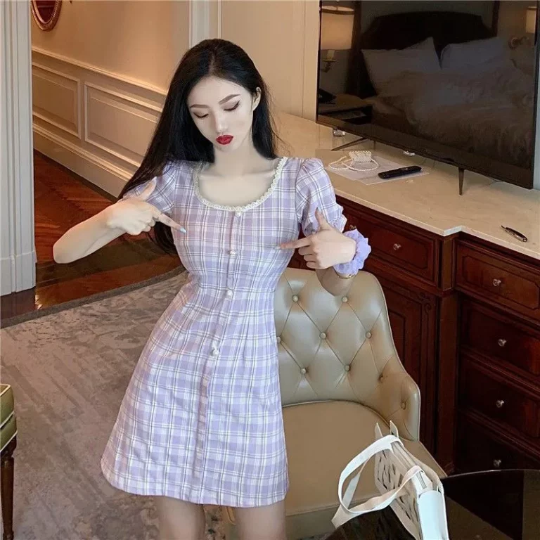 Checkered Mini Dress - NEWME