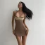 Color block Halter Neck Micro Mini Dress