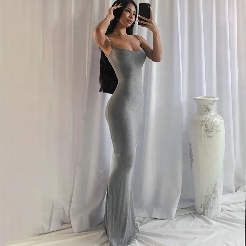 Solid Sleeveless Bodycon Maxi Dress