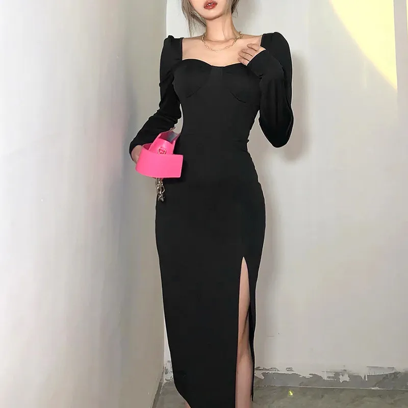 Gathered Slit Maxi Dress main image 0