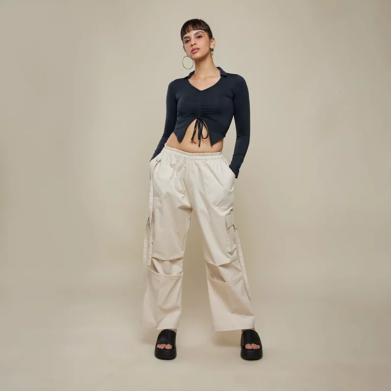 Solid Parachute Trousers - Image 1