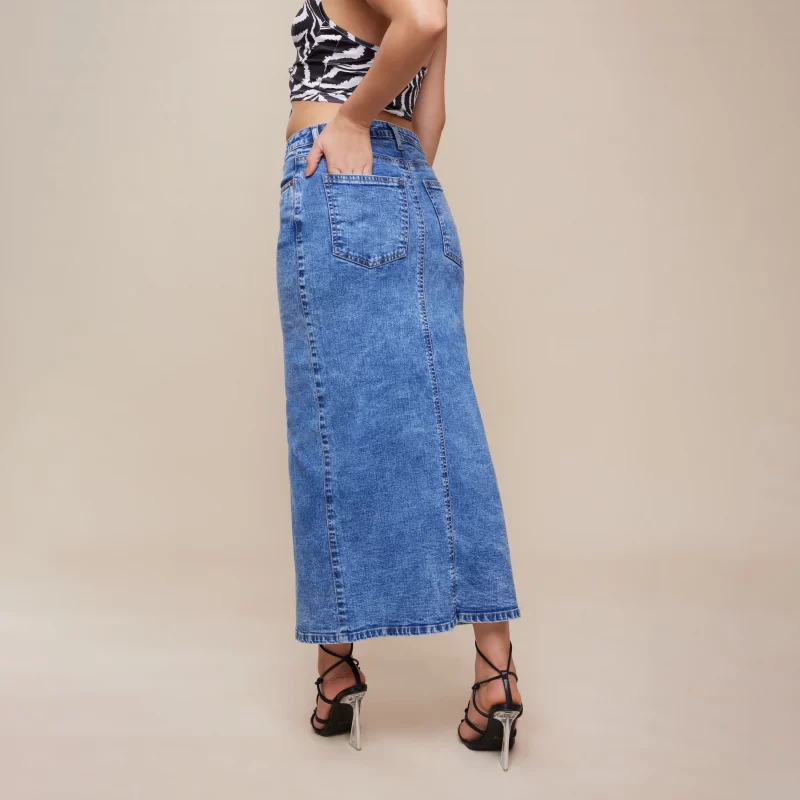 GYDA FRONT SLIT DENIM LONG SK LIKE SPT
