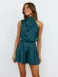 High Neck Satin Playsuit