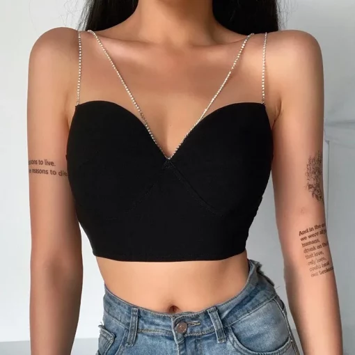 Rhinestone Crop Top - NEWME