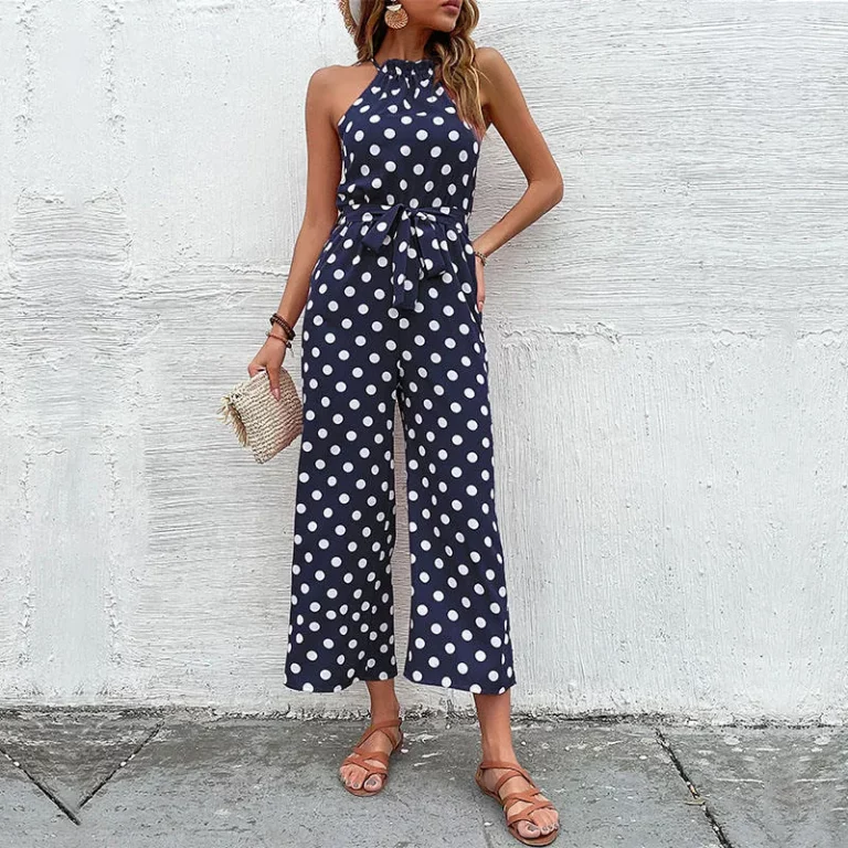 Polka Tie Up Jumpsuit - Image 1
