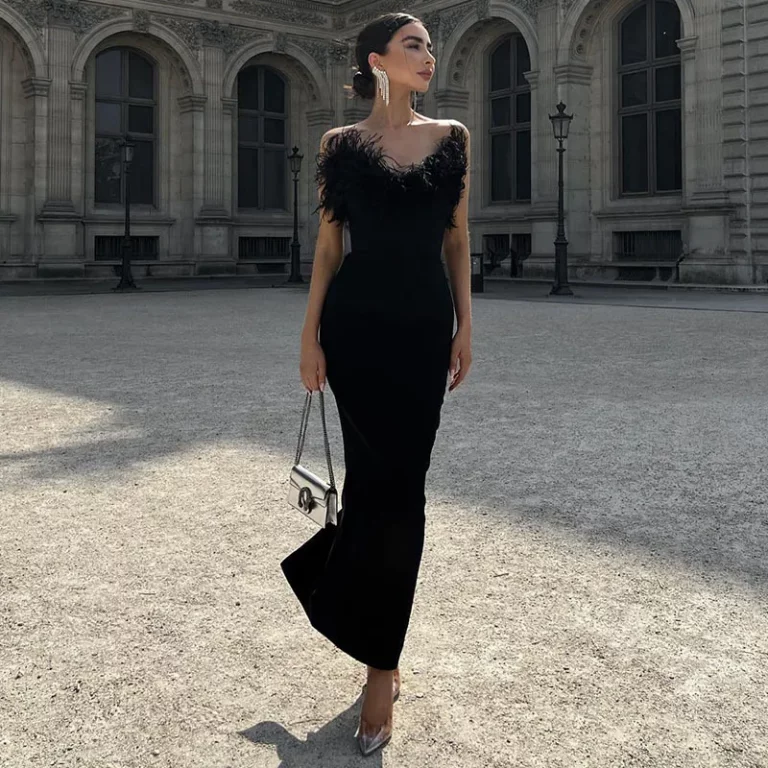 Feather Maxi Dress - Image 1
