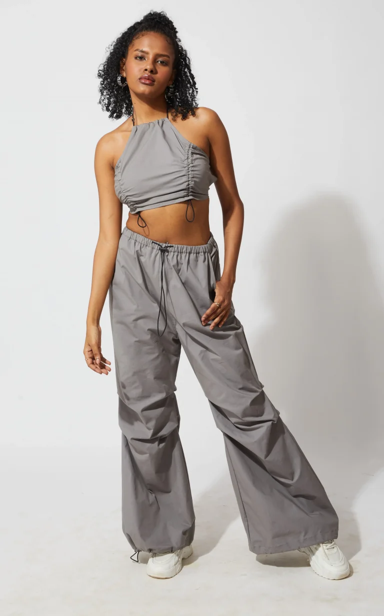 Halter Neck Top With Utility Pants Set - Image 1