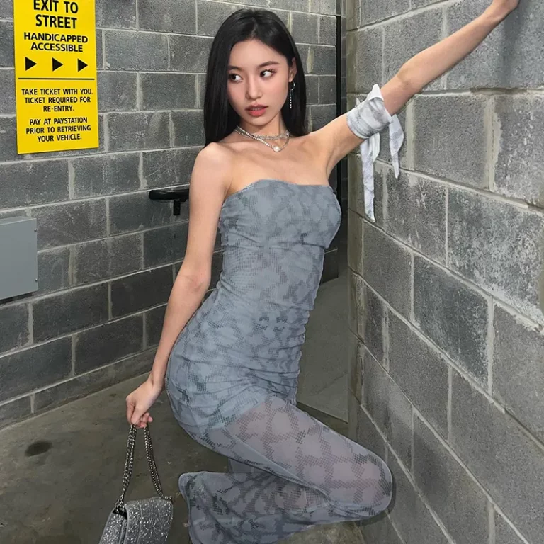 Tube Neckline Mesh Top And Wide Leg Pants Set - NEWME