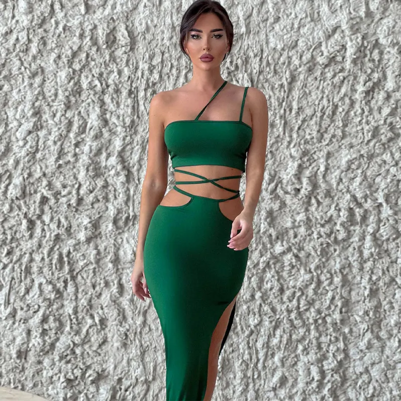 Cropped top with cut-out maxi skirt