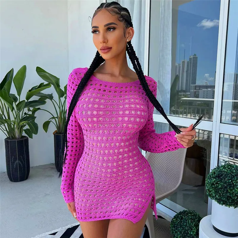 women Solid Pink fit and flare mini dress