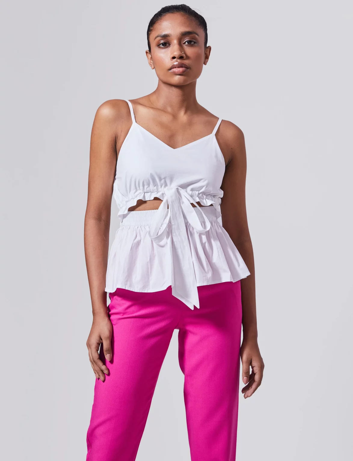 Cut Out Sleeveless Peplum Top - NEWME
