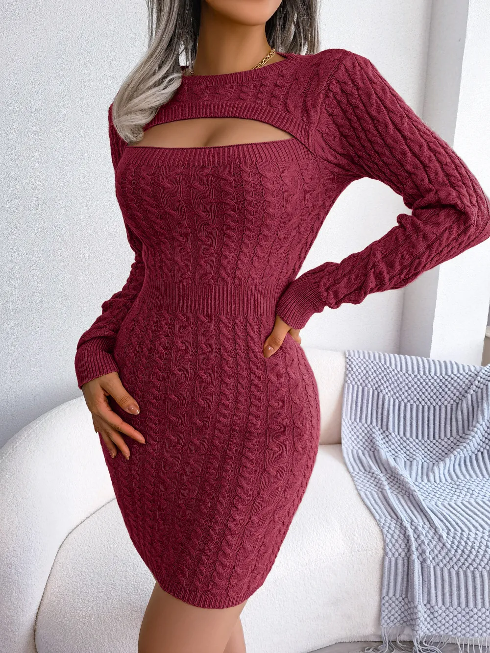 Cut Up Sweater Dress Lula Cut Out Knit Dress Black JAUS