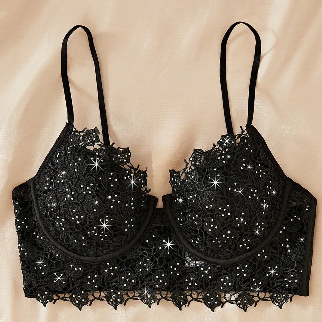 Black Lace wired back closure Full-Coverage Bralette - Image 1