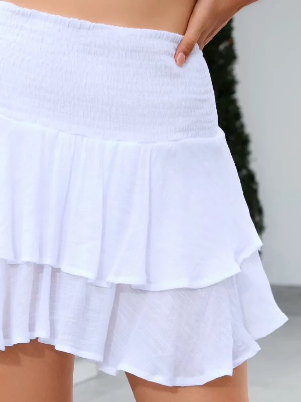 Solid Ruffled Mini Skirt - NEWME