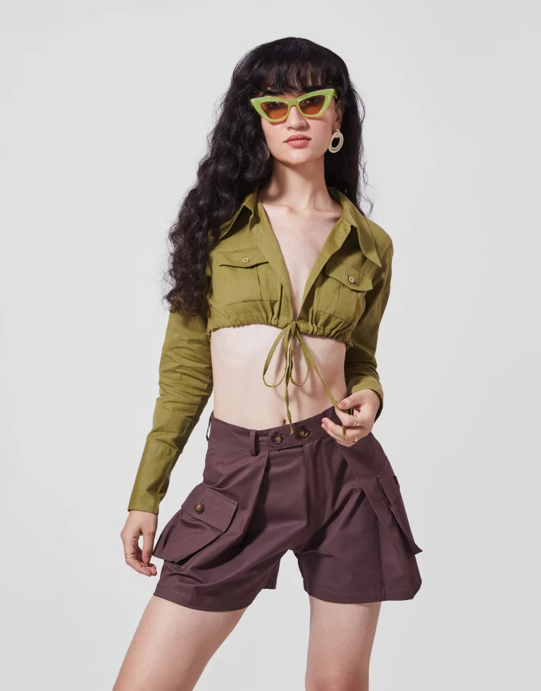 Solid Double Pocket Mini Skort - Image 1