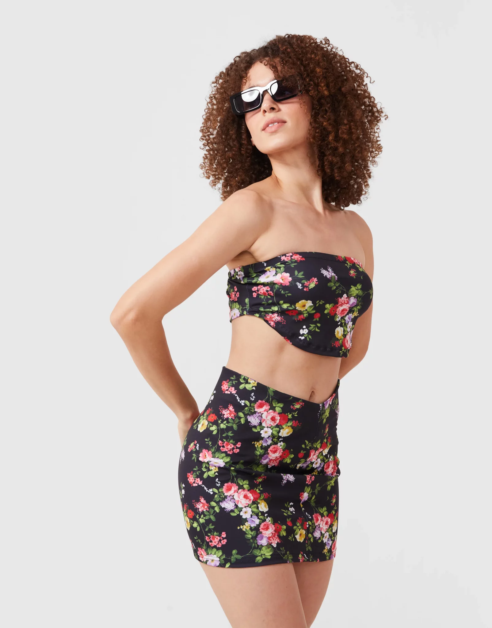 Floral Tube Top And Mini Skirt Set - NEWME Floral Tube Top And Mini Skirt Set - NEWME